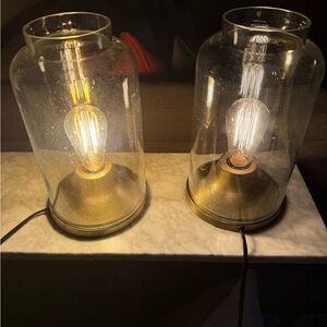 CB2 Glass Lanterns with Gold Base